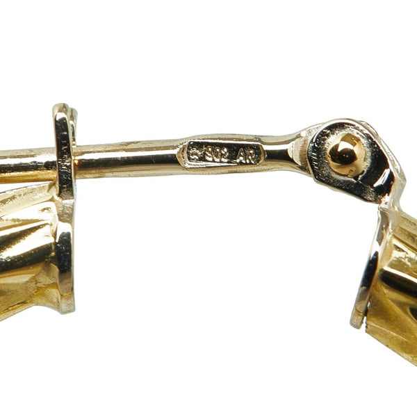 ゴールド ブルー グリーン K18YG イエローゴールド エナメル フープピアス レディース 【中古】