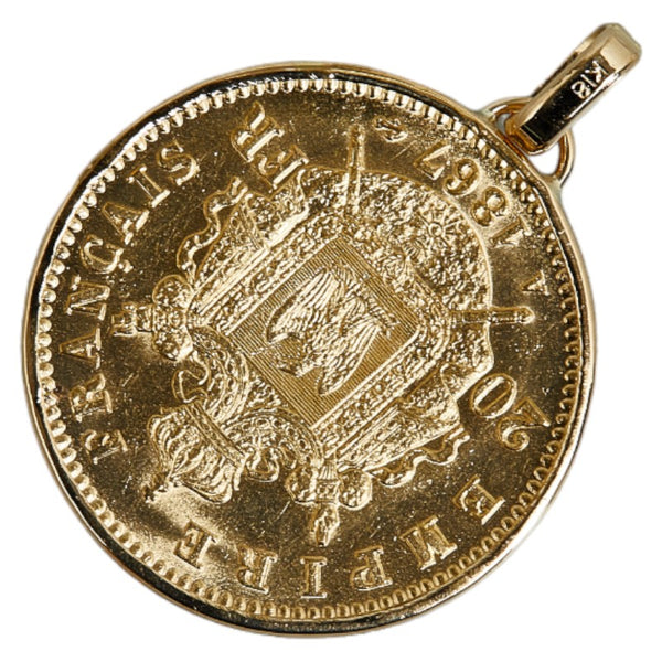 K21.6 ゴールド K18YG イエローゴールド 1867年 A パリ ナポレオン三世 20フラン金貨 ペンダントトップ レディース 【中古】
