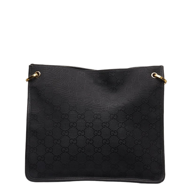 グッチ GGキャンバス 斜め掛け ショルダーバッグ 91762 ブラック キャンバス レザー レディース GUCCI 【中古】