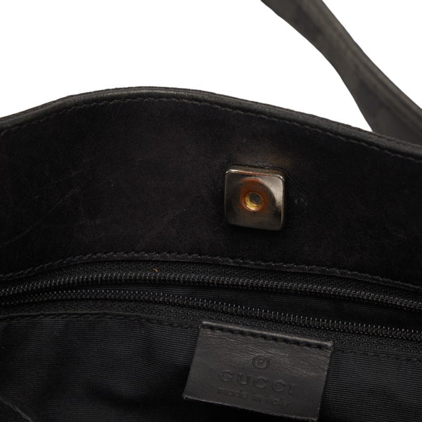 グッチ GGキャンバス 斜め掛け ショルダーバッグ 91762 ブラック キャンバス レザー レディース GUCCI 【中古】