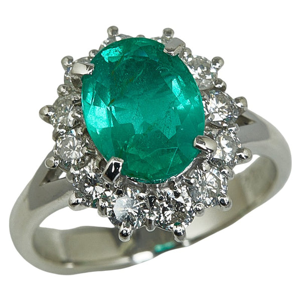 Pt900 プラチナ エメラルド2.075ct ダイヤ0.852ct リング 指輪 レディース 11号 【中古】