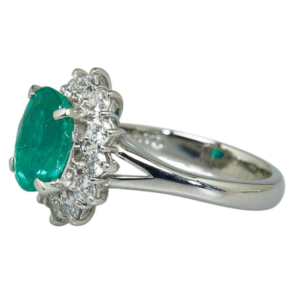 Pt900 プラチナ エメラルド2.075ct ダイヤ0.852ct リング 指輪 レディース 11号 【中古】