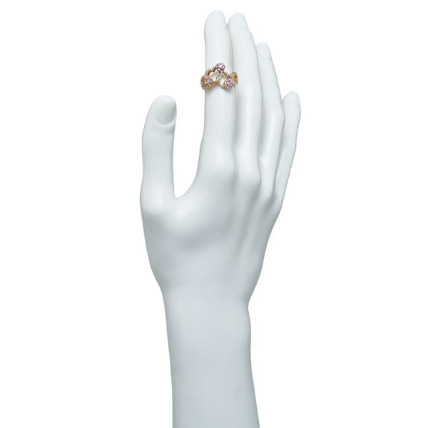 ポンテヴェキオ K18PG ピンクゴールド ピンクサファイア0.39ct ダイヤ0.26ct フラワー ハート リング 指輪 レディース Ponte Vecchio 9.5号 【中古】
