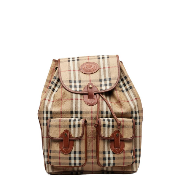 バーバリー ノバチェック シャドーホース リュック バックパック ベージュ キャンバス レザー レディース BURBERRY 【中古】