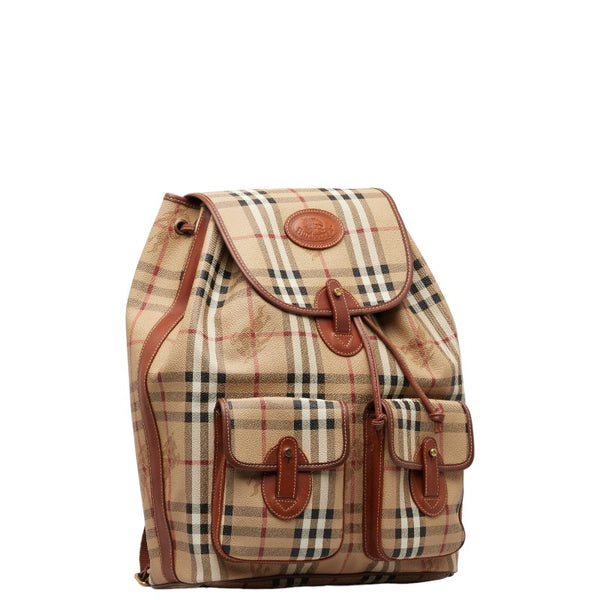 バーバリー ノバチェック シャドーホース リュック バックパック ベージュ キャンバス レザー レディース BURBERRY 【中古】