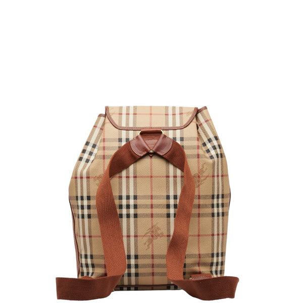 バーバリー ノバチェック シャドーホース リュック バックパック ベージュ キャンバス レザー レディース BURBERRY 【中古】