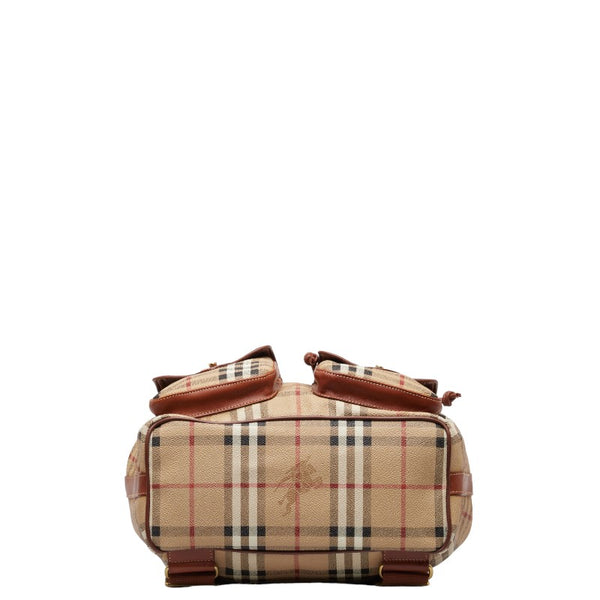 バーバリー ノバチェック シャドーホース リュック バックパック ベージュ キャンバス レザー レディース BURBERRY 【中古】