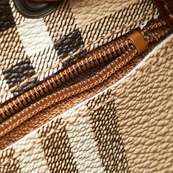 バーバリー ノバチェック シャドーホース リュック バックパック ベージュ キャンバス レザー レディース BURBERRY 【中古】