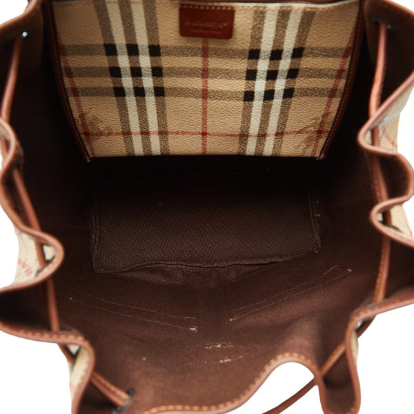 バーバリー ノバチェック シャドーホース リュック バックパック ベージュ キャンバス レザー レディース BURBERRY 【中古】