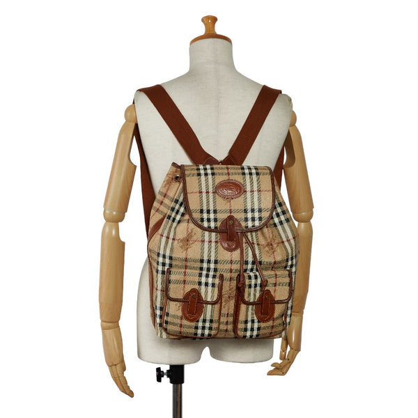 バーバリー ノバチェック シャドーホース リュック バックパック ベージュ キャンバス レザー レディース BURBERRY 【中古】