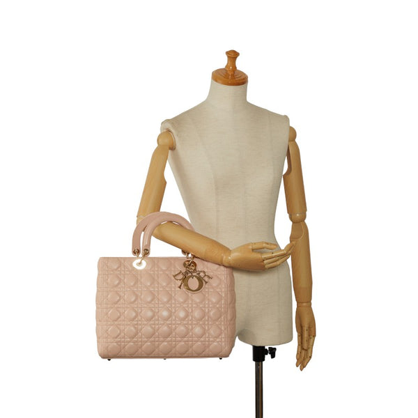 ディオール カナージュ レディディオール チェーン ハンドバッグ トートバッグ ピング ゴールド ラムスキン レディース Dior 【中古】