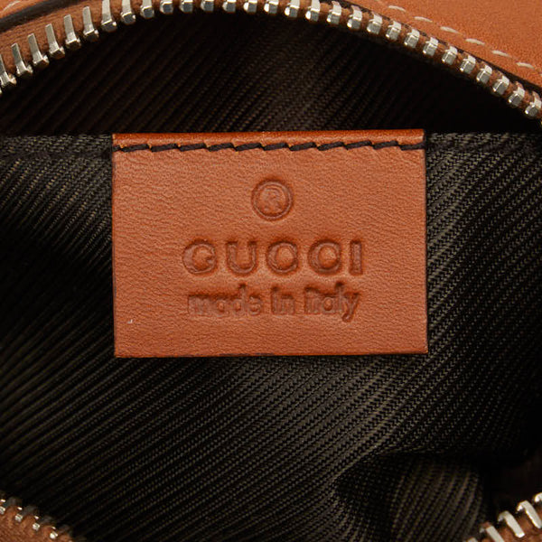 グッチ GGナイロン ポーチ 256639 オレンジ ブラウン ナイロン レザー レディース GUCCI 【中古】