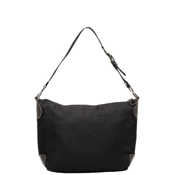 プラダ 三角ロゴプレート ワンショルダーバッグ ブラック ナイロン レザー レディース PRADA 【中古】
