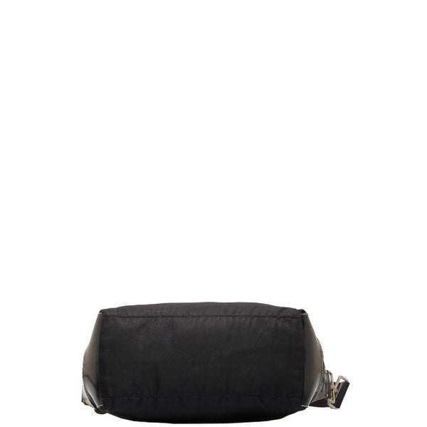 プラダ 三角ロゴプレート ワンショルダーバッグ ブラック ナイロン レザー レディース PRADA 【中古】