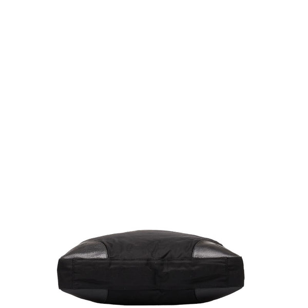 プラダ 三角ロゴプレート ハンドバッグ トートバッグ ブラック ナイロン レザー レディース PRADA 【中古】