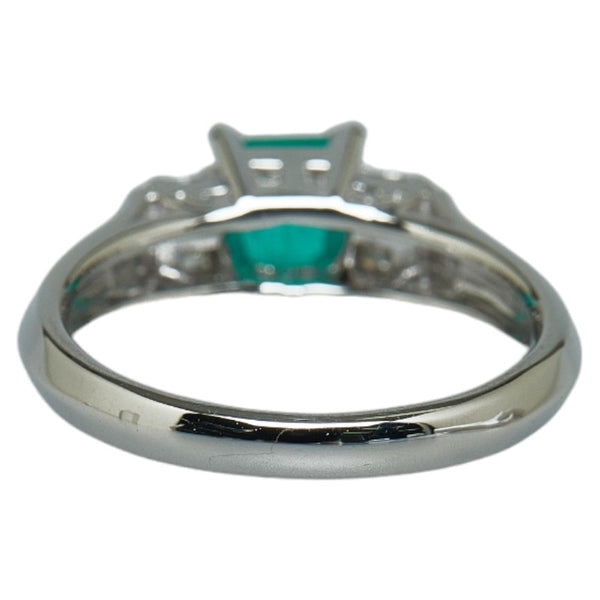 Pt850 プラチナ エメラルド0.48ct ダイヤ0.15ct リング 指輪 レディース 10.5号 【中古】