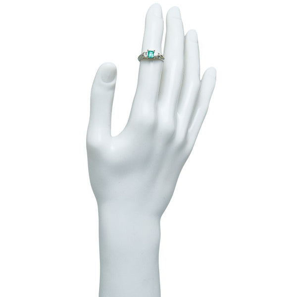 Pt850 プラチナ エメラルド0.48ct ダイヤ0.15ct リング 指輪 レディース 10.5号 【中古】