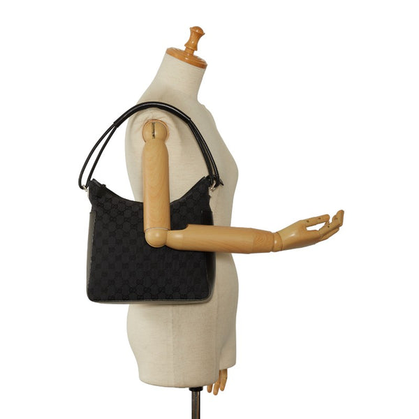 グッチ GGキャンバス ワンショルダーバッグ 001 3766 ブラック レザー レディース GUCCI 【中古】