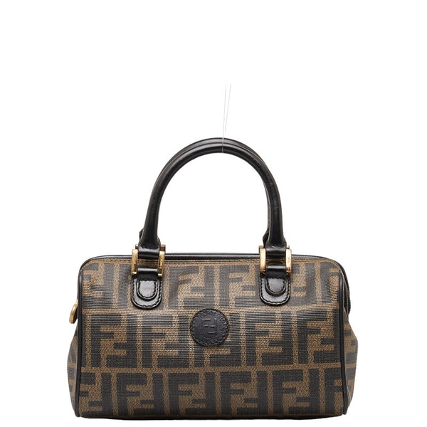 フェンディ ズッカ ハンドバッグ ミニボストンバッグ ブラウン PVC レザー レディース FENDI 【中古】