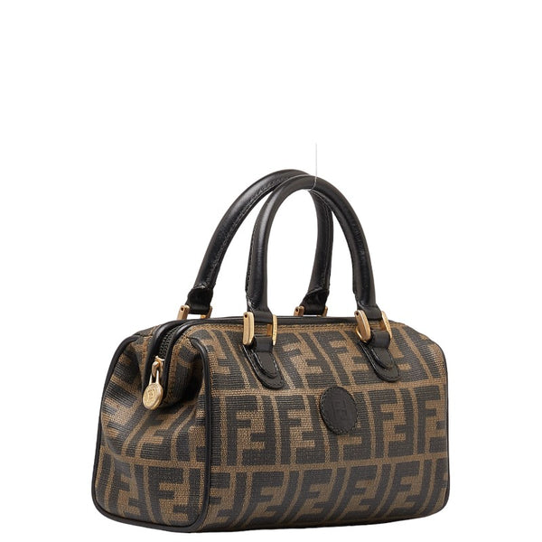 フェンディ ズッカ ハンドバッグ ミニボストンバッグ ブラウン PVC レザー レディース FENDI 【中古】