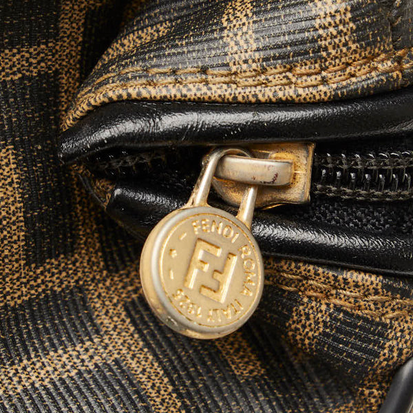 フェンディ ズッカ ハンドバッグ ミニボストンバッグ ブラウン PVC レザー レディース FENDI 【中古】
