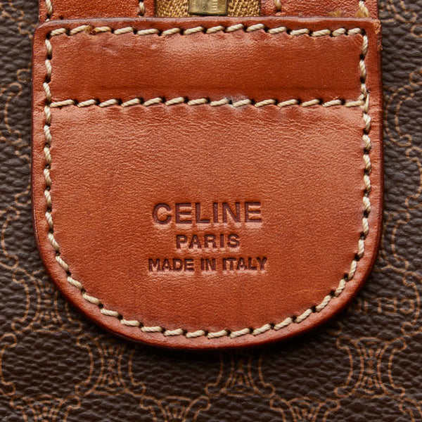 セリーヌ マカダム ボストンバッグ ブラウン PVC レザー レディース CELINE 【中古】