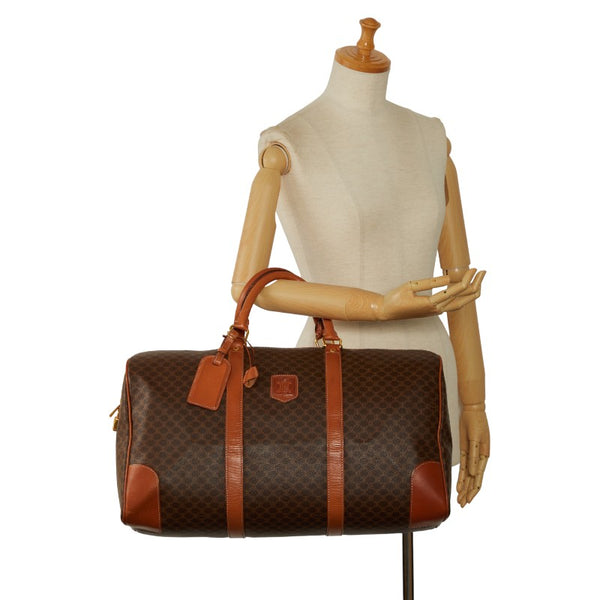 セリーヌ マカダム ボストンバッグ ブラウン PVC レザー レディース CELINE 【中古】