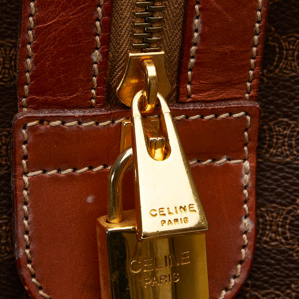 セリーヌ マカダム ボストンバッグ ブラウン PVC レザー レディース CELINE 【中古】