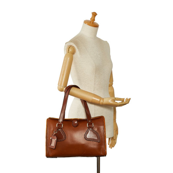 プラダ ハンドバッグ ワンショルダーバッグ  ブラウン レザー レディース PRADA 【中古】