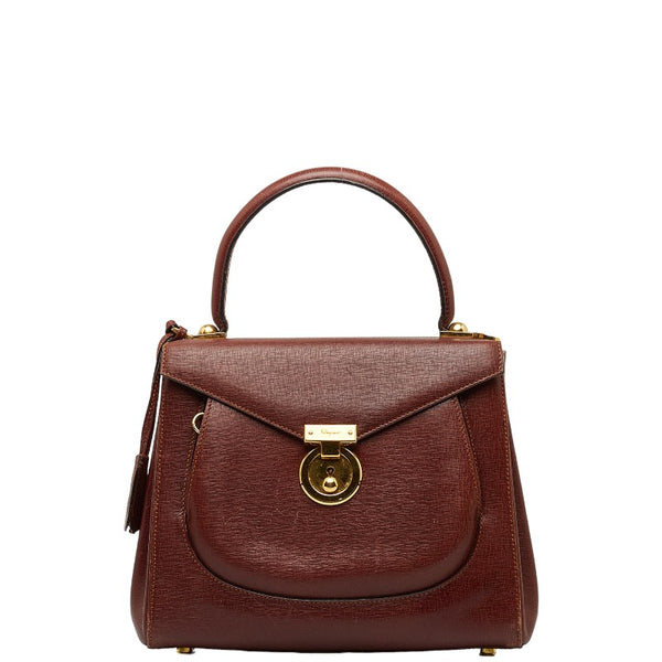 サルヴァトーレフェラガモ ガンチーニ ハンドバッグ ショルダーバッグ 2WAY 215618 ブラウン ゴールド レザー レディース Salvatore Ferragamo 【中古】