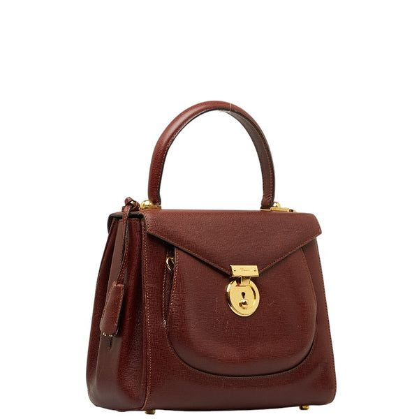 サルヴァトーレフェラガモ ガンチーニ ハンドバッグ ショルダーバッグ 2WAY 215618 ブラウン ゴールド レザー レディース Salvatore Ferragamo 【中古】