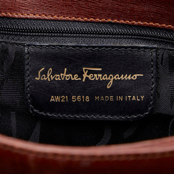 サルヴァトーレフェラガモ ガンチーニ ハンドバッグ ショルダーバッグ 2WAY 215618 ブラウン ゴールド レザー レディース Salvatore Ferragamo 【中古】