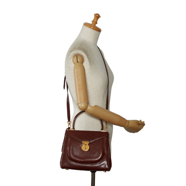 サルヴァトーレフェラガモ ガンチーニ ハンドバッグ ショルダーバッグ 2WAY 215618 ブラウン ゴールド レザー レディース Salvatore Ferragamo 【中古】