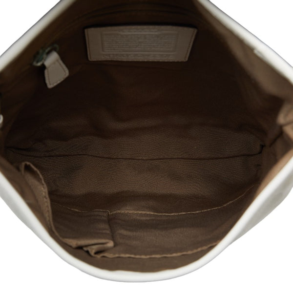 コーチ シグネチャー 斜め掛け ショルダーバッグ ホワイト キャンバス レザー レディース COACH 【中古】