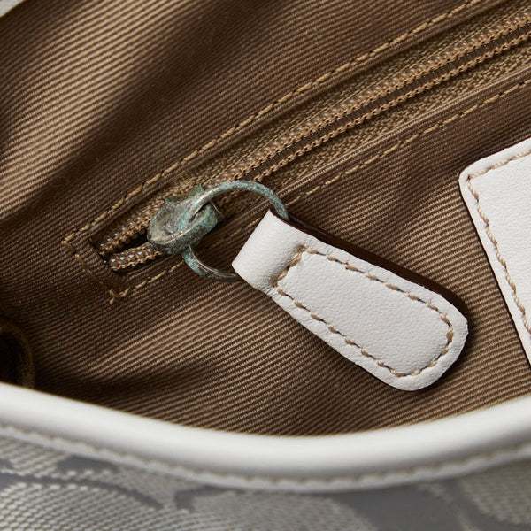 コーチ シグネチャー 斜め掛け ショルダーバッグ ホワイト キャンバス レザー レディース COACH 【中古】