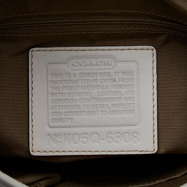 コーチ シグネチャー 斜め掛け ショルダーバッグ ホワイト キャンバス レザー レディース COACH 【中古】