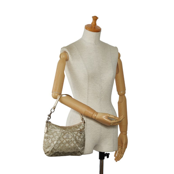 コーチ オプアート ワンショルダーバッグ ハンドバッグ 45382 ベージュ ナイロン レザー レディース COACH 【中古】