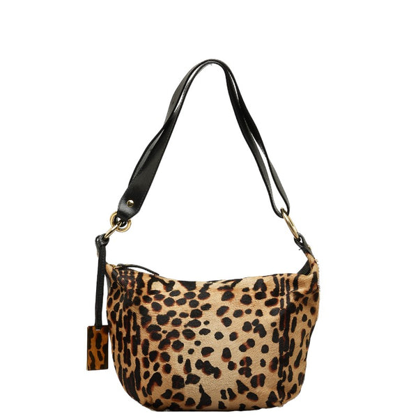 フルラ 豹柄 レオパード ワンショルダーバッグ ハンドバッグ ブラック ブラウン ハラコ レザー レディース Furla 【中古】