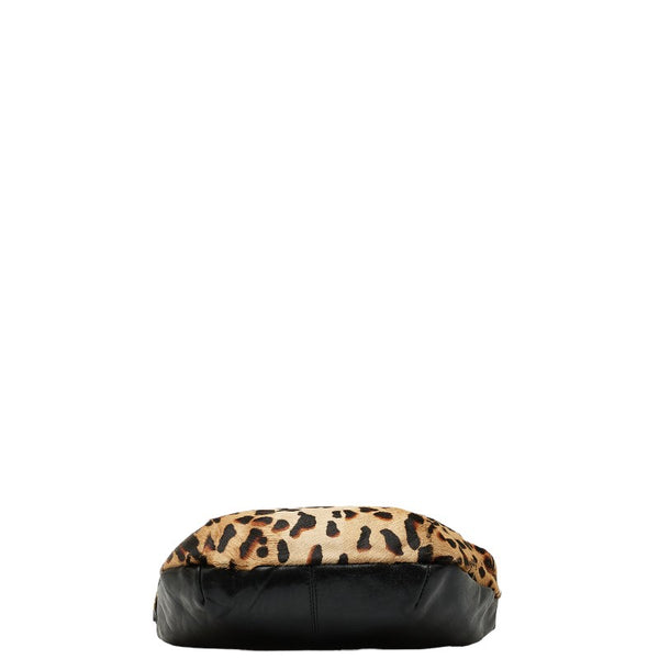 フルラ 豹柄 レオパード ワンショルダーバッグ ハンドバッグ ブラック ブラウン ハラコ レザー レディース Furla 【中古】