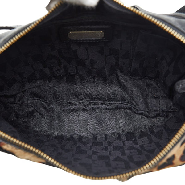 フルラ 豹柄 レオパード ワンショルダーバッグ ハンドバッグ ブラック ブラウン ハラコ レザー レディース Furla 【中古】