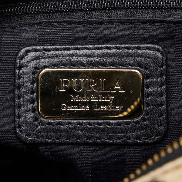 フルラ 豹柄 レオパード ワンショルダーバッグ ハンドバッグ ブラック ブラウン ハラコ レザー レディース Furla 【中古】