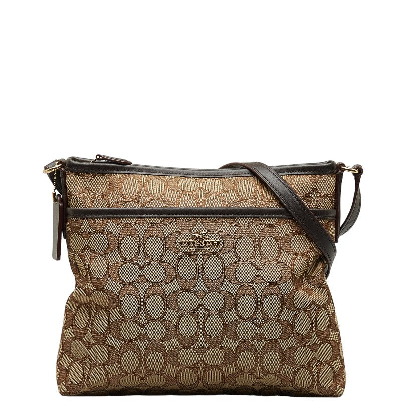 コーチ シグネチャー 斜め掛け ショルダーバッグ F29960 ブラウン ゴールド キャンバス レザー レディース COACH 【中古】