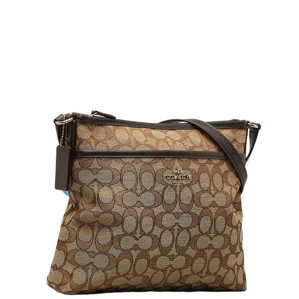 コーチ シグネチャー 斜め掛け ショルダーバッグ F29960 ブラウン ゴールド キャンバス レザー レディース COACH 【中古】