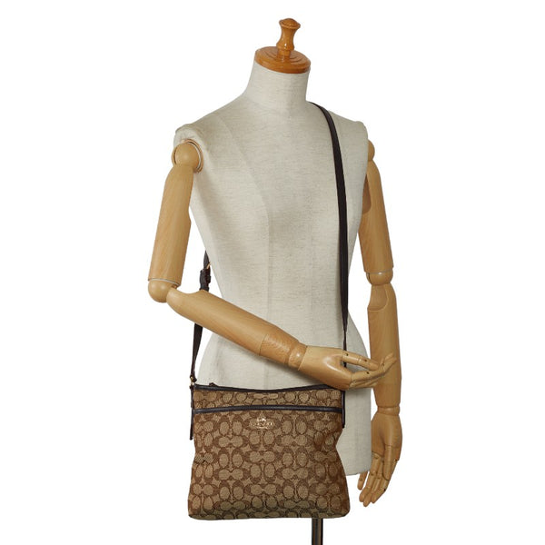 コーチ シグネチャー 斜め掛け ショルダーバッグ F29960 ブラウン ゴールド キャンバス レザー レディース COACH 【中古】