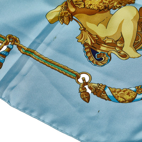 エルメス カレ90 HOMMAGE A CHARLES GARNIER シャルルガルニエへの賛辞 スカーフ スカイブルー ゴールド マルチカラー シルク レディース HERMES 【中古】