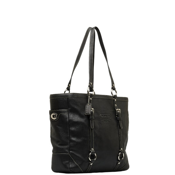 コーチ ロゴ ハンドバッグ トートバッグ F11525 ブラック レザー レディース COACH 【中古】