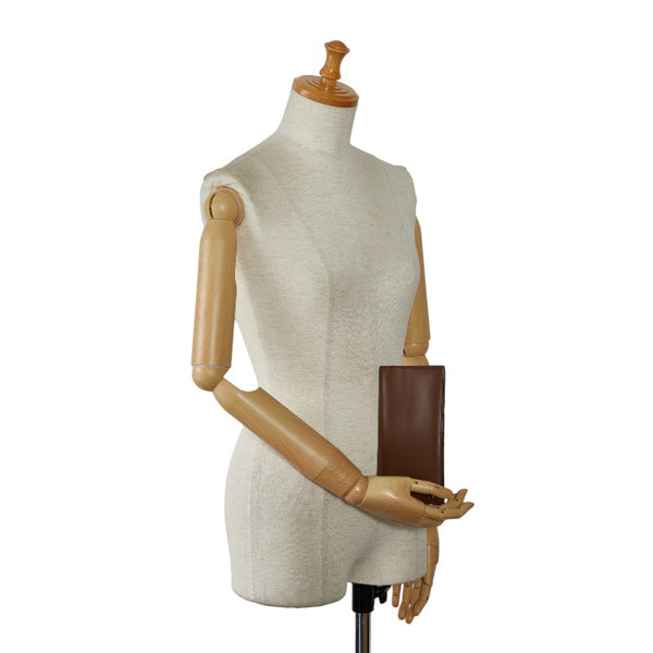 サルヴァトーレフェラガモ 長財布 ロングウォレット 二つ折り財布 ブラウン レザー レディース Salvatore Ferragamo 【中古】