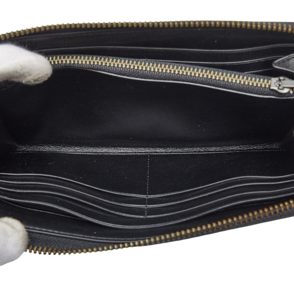 コーチ シグネチャー アコーディオン ラウンドファスナー 長財布 F25517 ブラック PVC レザー メンズ COACH 【中古】