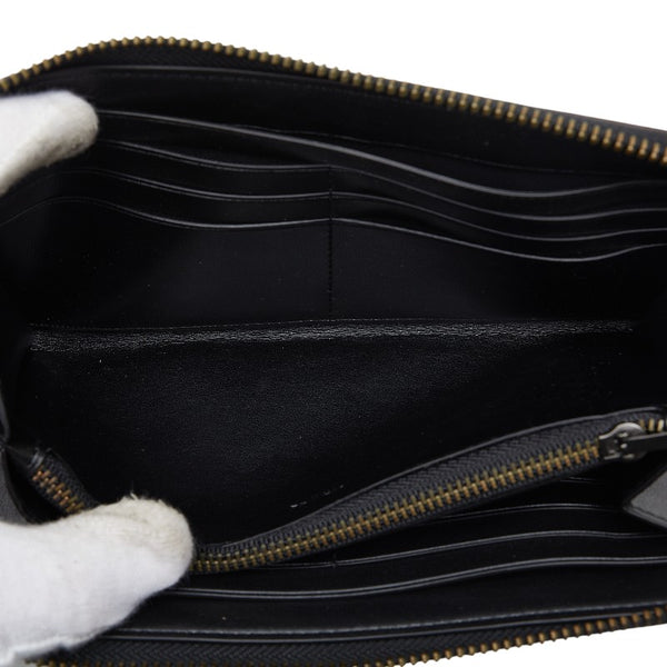 コーチ シグネチャー アコーディオン ラウンドファスナー 長財布 F25517 ブラック PVC レザー メンズ COACH 【中古】