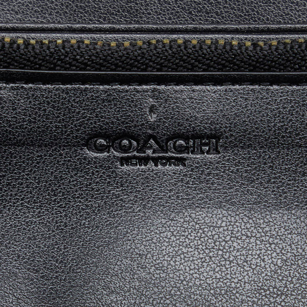 コーチ シグネチャー アコーディオン ラウンドファスナー 長財布 F25517 ブラック PVC レザー メンズ COACH 【中古】